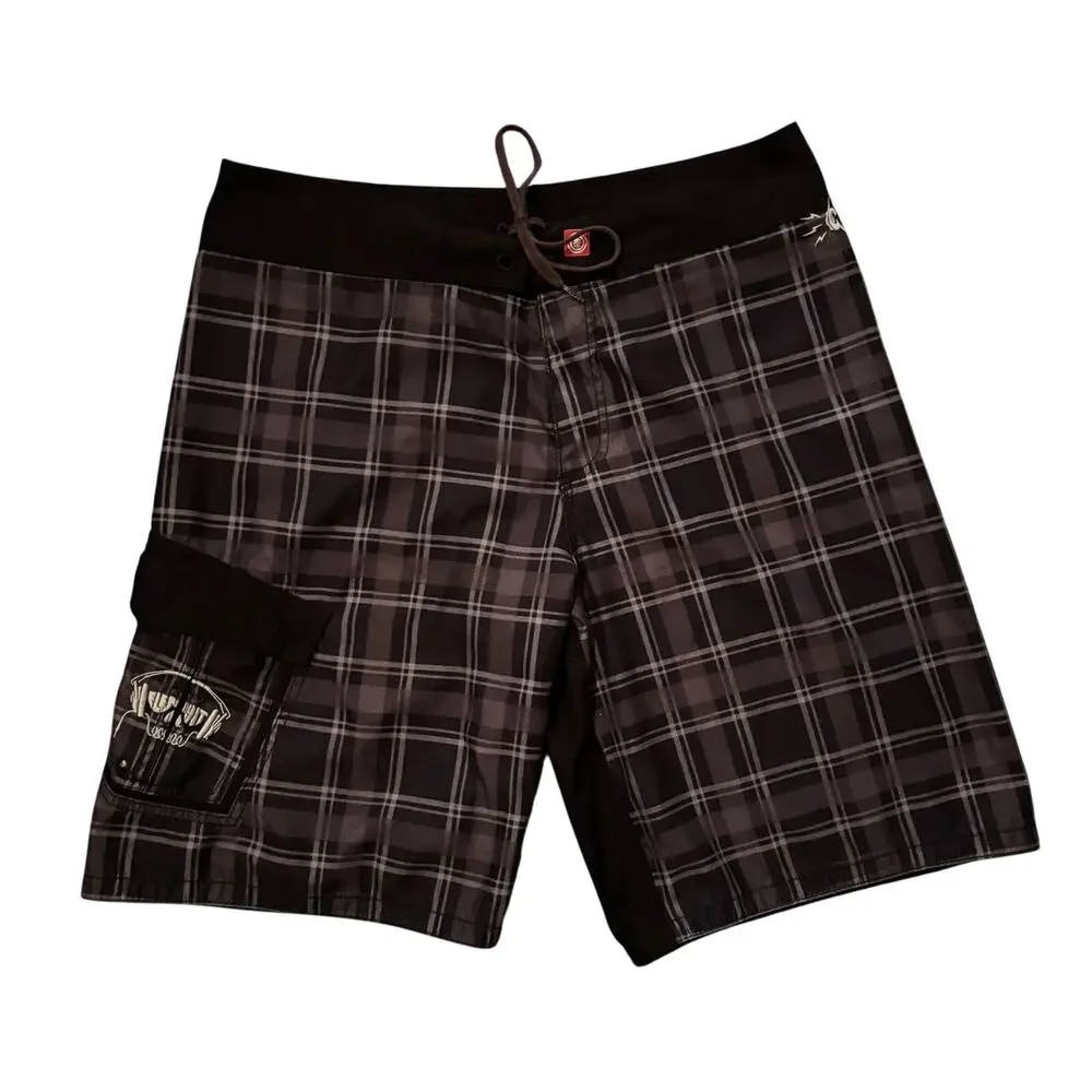 Y2K Plaid Element Board Shorts